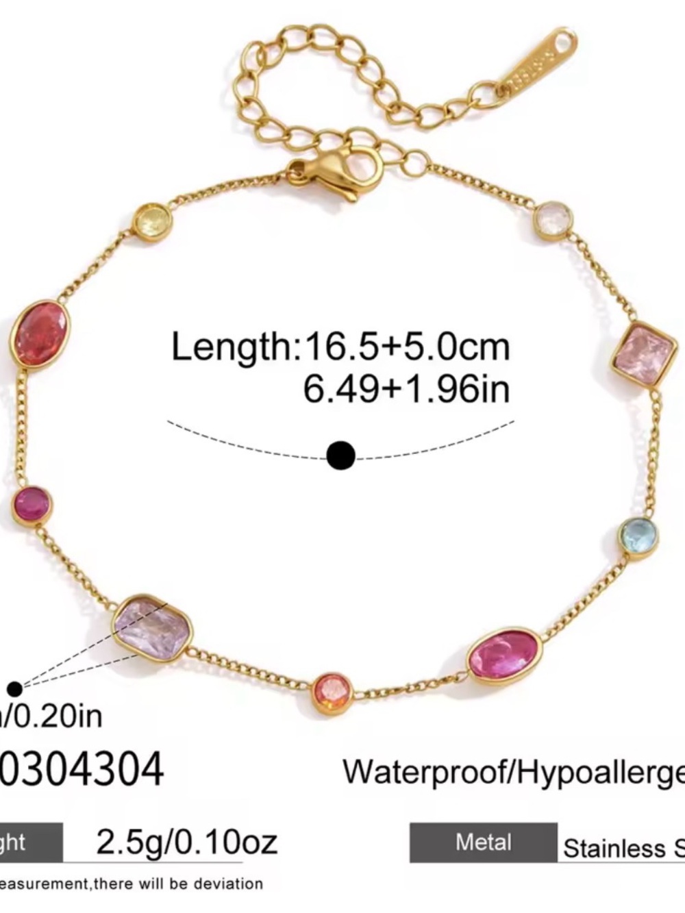 Stunning 18K Gold PVD Plated Multi-Color Lab Sapphire and Topaz Bracelet